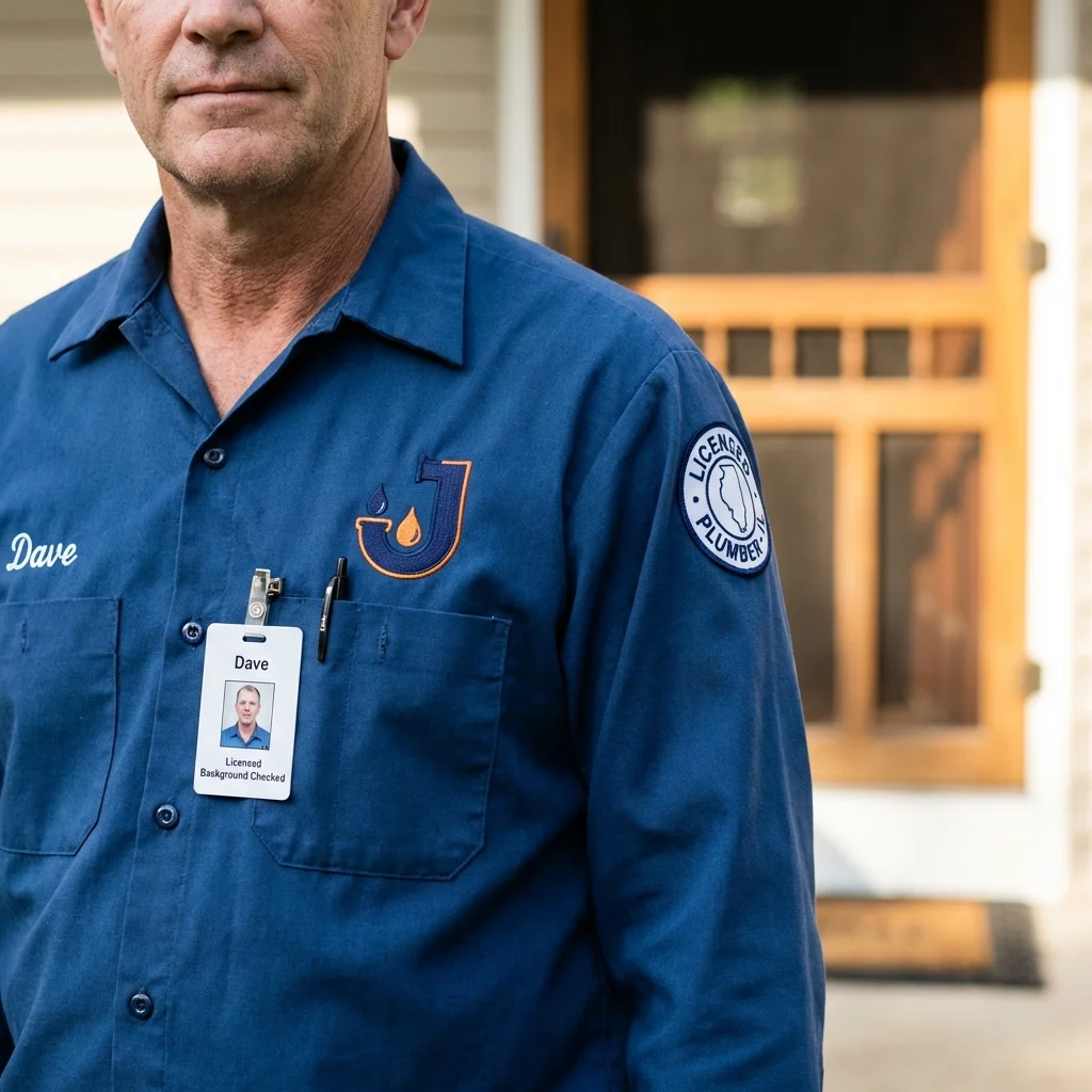 Licensed plumber showing ID badge in Woodhaven, NY