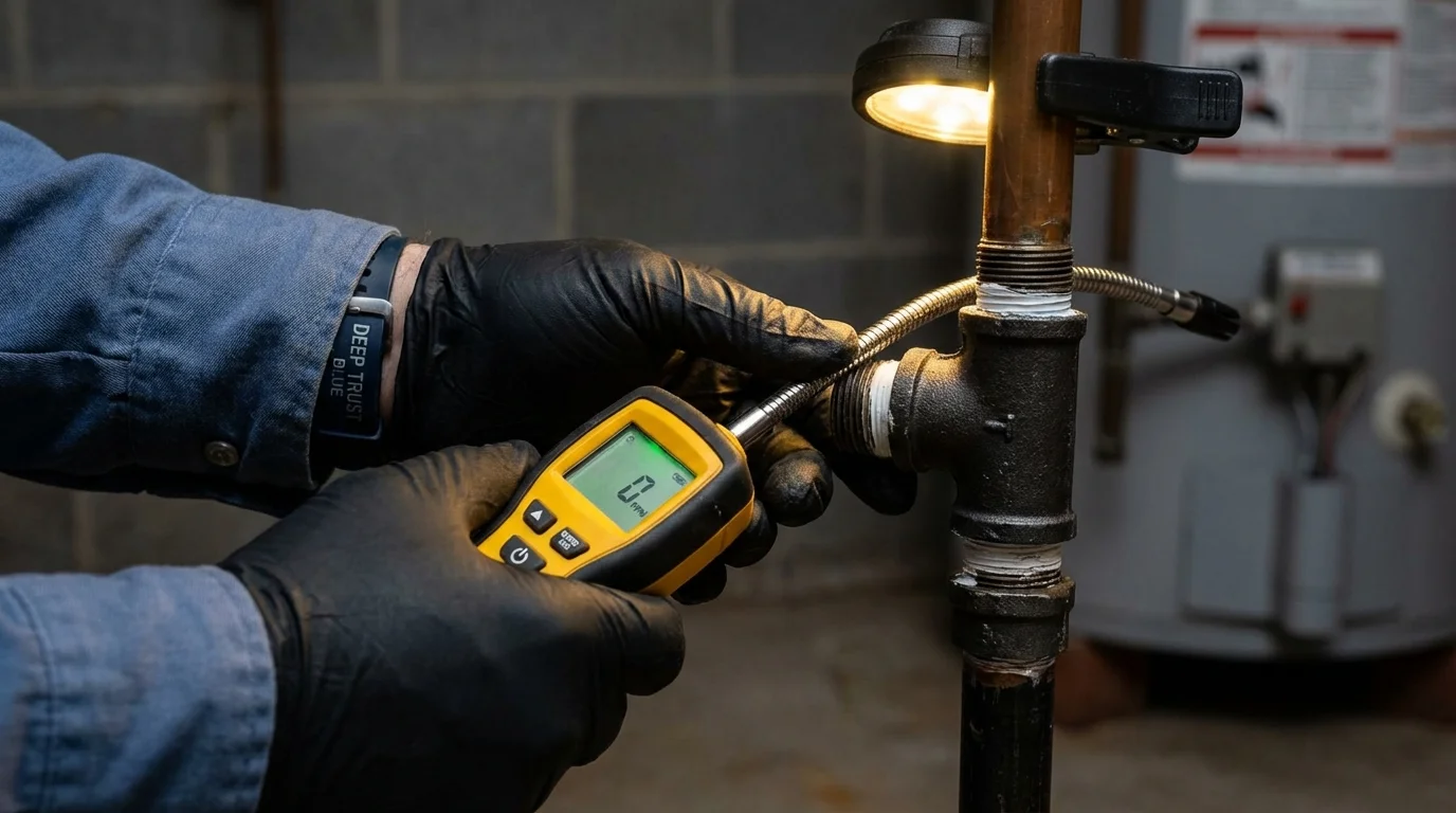 Gas leak detection with electronic sniffer by Johns Plumbing LLC in Woodhaven