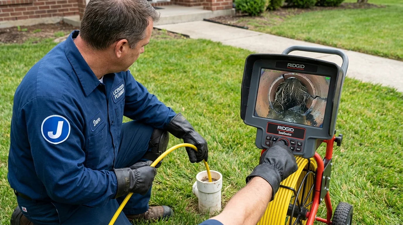 Sewer camera inspection being performed by Johns Plumbing LLC in Woodhaven