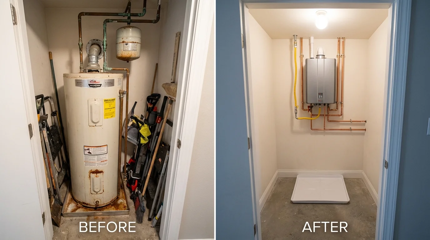 Tank water heater versus wall-mounted tankless unit comparison for Woodhaven, NY homeowners